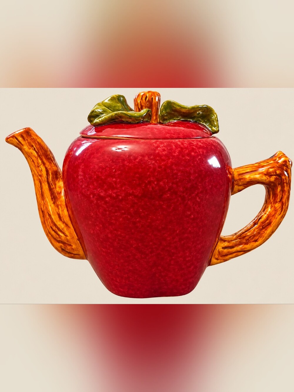 Vintage Blue Sky Clayworks Apple Teapot Stoneware Cottagecore Kitchen Décor
